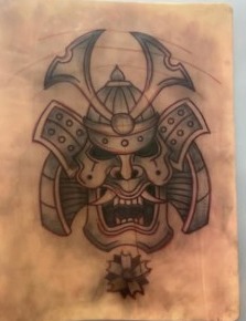Samurai mask tattoo design